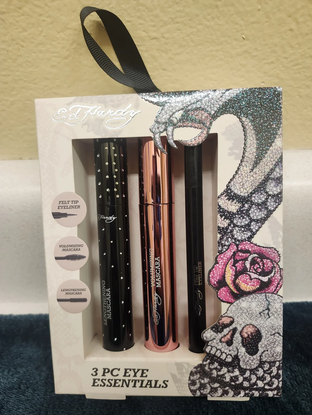 Ed Hardy 3-Piece Eye Essentials Set - Black & Rose Gold
